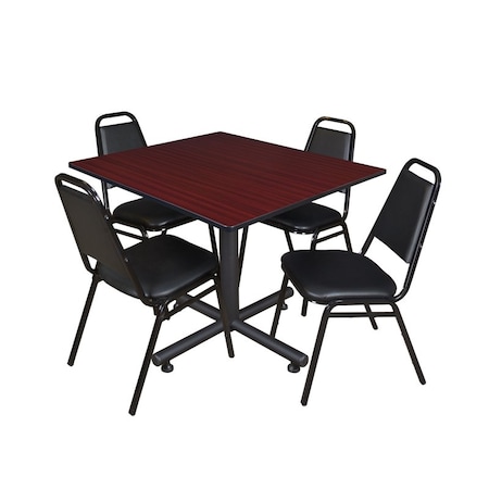 Kobe Kobe Square Table & Chair Set, Wood, Metal, Vinyl Top, Mahogany TKB4848MH29BK